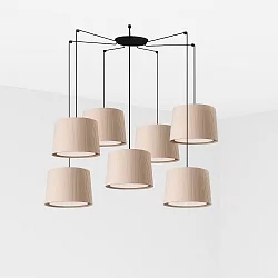 Pendelarmatuur SAMBA 7-vlams E27 IP20, beige, zwart mat 