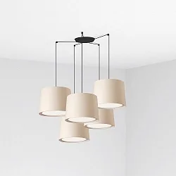 Pendelarmatuur CONGA 5-vlams E27 IP20, beige, zwart mat 