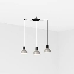 pendant luminaire KOMBO 3 flames E27 IP20, grey, black matt 