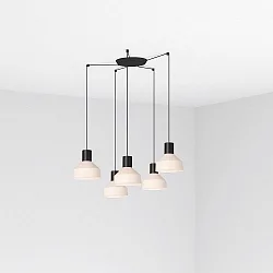 Pendelarmatuur KOMBO 5-vlams E27 IP20, beige, zwart mat 
