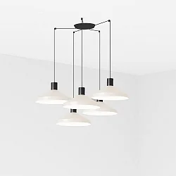 Pendelarmatuur KOMBO 5-vlams E27 IP20, beige, zwart mat 