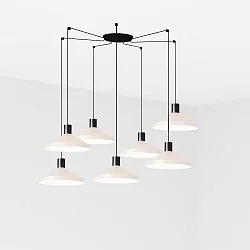 Pendelarmatuur KOMBO 7-vlams E27 IP20, beige, zwart mat 