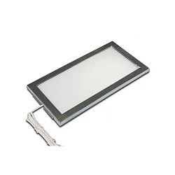 Flat LED under-cabinet luminaire LED SKY, IP20, 24V DC, 21x11cm, incl. 250cm cable with LED24-plug, 6W 4000K 390lm 110°, inox