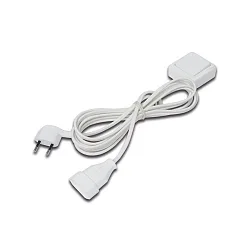 SAQ switch, surface mount, 6cm square, IP20, 220-240V, max. 2.5A, with 200cm Euro plug + 200cm Euro coupling, white