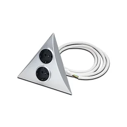 Contactdoos LUXOR 2 ST 2-voudig, met open kabel, chroom mat
