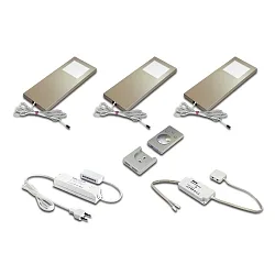 Wand- en plafondarmatuur DYNAMIC LED SLIM-PAD F opbouwversie, set van 3, Tunable White, met afstandsbediening IP20, rvs