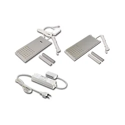 2pc. set of LED L-Pad 7.5W 3000K, with IR-dimmer + LED transformer 24/15W/30W, anodised alu