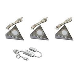 Onderbouwarmatuur UL 2-LED F hoekig, set van 3 IP20, rvs, opaal  15W 210lm 3000K CRI 90-100 12.4cm