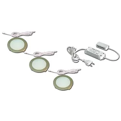 Paneelarmatuur FR 68-LED rond, set van 3, met stekker IP20, rvs, opaal dimbaar
