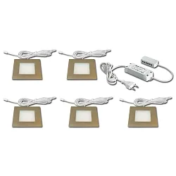 Inbouwarmatuur FQ 68-LED hoekig, set van 5 IP20, rvs, opaal dimbaar 20W 1350lm 3000K CRI 90-100