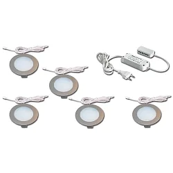 Inbouwprofiel FR 78-LED rond, set van 5 IP20, rvs, opaal dimbaar