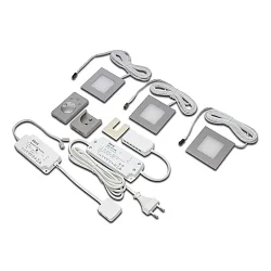 Inbouwarmatuur DYNAMIC FQ 68-LED vierkant, set van 3, Tunable White, met afstandsbediening IP20, rvs