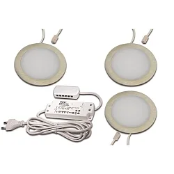 LED Recessed luminaire FAR 68, 3er Set, 3x 4W, 3000K, IP20, brushed stainless steel