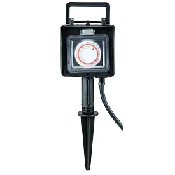 2-way power distributor DUBAI with 1,5m connection cable and plug, with timer