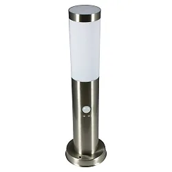 Sokkelarmatuur LARISA 2 met sensor, met bewegingsmelder E27 IP44, rvs, gesatineerd 