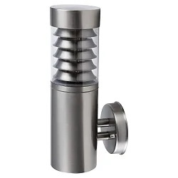 Wandarmatuur voor buitenshuis SATURN cilindrisch, zonder sensor E27 IP44, rvs, helder dimbaar