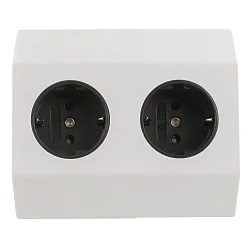 Contactdoos SALERNO 2-voudig, zilver, wit