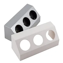 Contactdoos SALERNO 3-voudig, zilver, wit