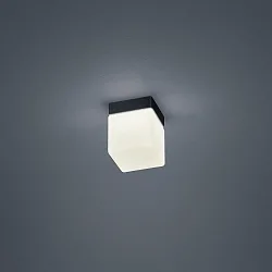 Plafondarmatuur KETO hoekig, schakelbaar, met diffuser IP44, zwart mat 