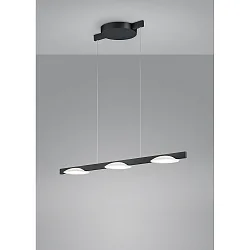 LED Pendant luminaire POLE LED, 3 flames, IP20, black matt anodised