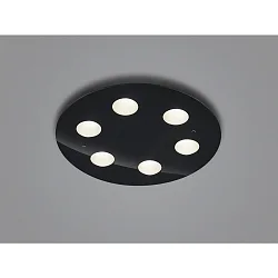 Plafondarmatuur NOMI 6-vlams, rond LED IP20, zwart dimbaar