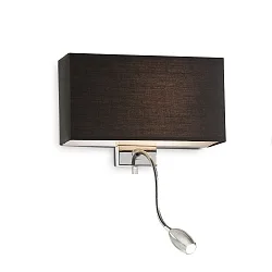 Wall luminaire HOTEL AP2, 2 flames, 1xE27 and 1xLED, black