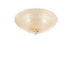 Plafondarmatuur SHELL 3-vlams E27 IP20, barnsteen, messing