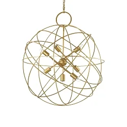 Pendant luminaire KONSE, 7 flames, Ø 80cm, E27, satined dark gold