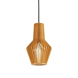 wood-Pendant luminaire CITRUS-1, shade-Ø/-H 20cm / 32cm, E27, black fabric coated cable