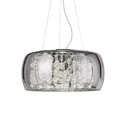 Pendant luminaire AUDI-80, 8 flames, Ø 50cm, incl. 8X G9 28W 2700K, smoked glass / chrome / glass balls