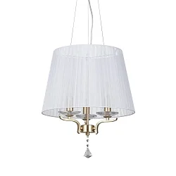 Pendelarmatuur PEGASO 3-vlams E14 IP20, messing geborsteld, organza