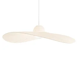 Pendant luminaire MADAME, Ø 110cm, E27, hat deign shade from satin fabric, canvas