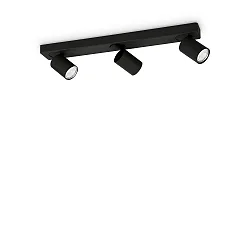 Wand- en plafondarmatuur RUDY 3-vlams, draaibaar, roteerbaar GU10 IP20, zwart, gepoedercoat