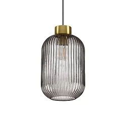 Pendant luminaire MINT-3, Ø 24cm, E27, smoked glass / brass satin