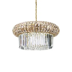 Pendant luminaire NABUCCO, 12 flames, Ø 60cm, E14, gold / clear chrystals
