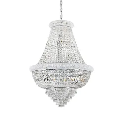 Pendant luminaire DUBAI, 24 flames,  Ø 80cm, E14, metal / refined chrystal, chrome