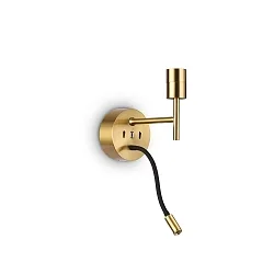wall luminaire SET UP MAP2 2 flames, with flex arm, with USB connection E27 IP20, brass