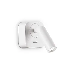 Wandarmatuur BEAN hoekig, met schakelaar IP20, wit