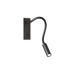 Wandarmatuur IO met schakelaar, met flexibele arm IP20, zwart
