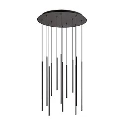 pendant luminaire FILO 12 flames IP20, black 