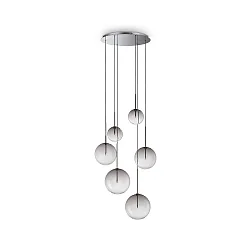 pendant luminaire EQUINOXE 6 flames G4 IP20, smoky colour 