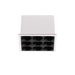 Inbouwdownlight LIKA FI SLIM SQUARE 9-vlams, smal, on/off, met Randstroken, UGR < 16 IP20, wit mat 
