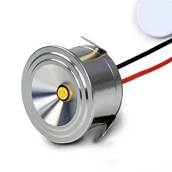 LED spot MiniAMP, IP54, 12V or 700mA, Ø 3cm / height 1.8cm, aluminium polished / clear, 3W 6000K 170lm 100°