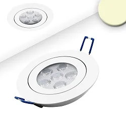 Recessed LED spot, prismatic, ultraflat, Ø 11.4cm, 15W 2700K 1050lm 72°, swivelling, dimmable, white