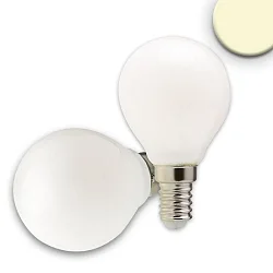 LED filament ILLU in drop shape, E14, 4W 2700K 320lm 360°, dimmable, milky