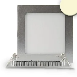 LED downlight, IP42, ultra flat, angular, 14.6 x 14.6cm, dimmable, 9W 3000K 590lm 120°, silver