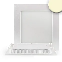 LED downlight, IP42, ultra flat, angular, 14.6 x 14.6cm, dimmable, 9W 3000K 600lm 120°, white
