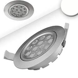 Inbouwarmatuur draaibaar, dimbaar IP40, zilver dimbaar 16W 1120lm 4200K 72° 72° CRI 80-89