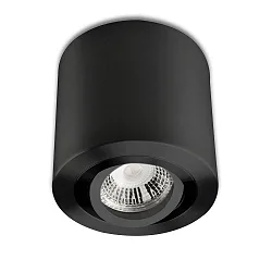 Ceiling luminaire for GU10 / MR16, round, IP20, swivelling, excl. socket, excl. lamps, black