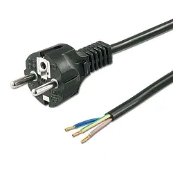 Stekker Schutzkontakt-Stecker schwarz, 1,5m, lose Kabelenden